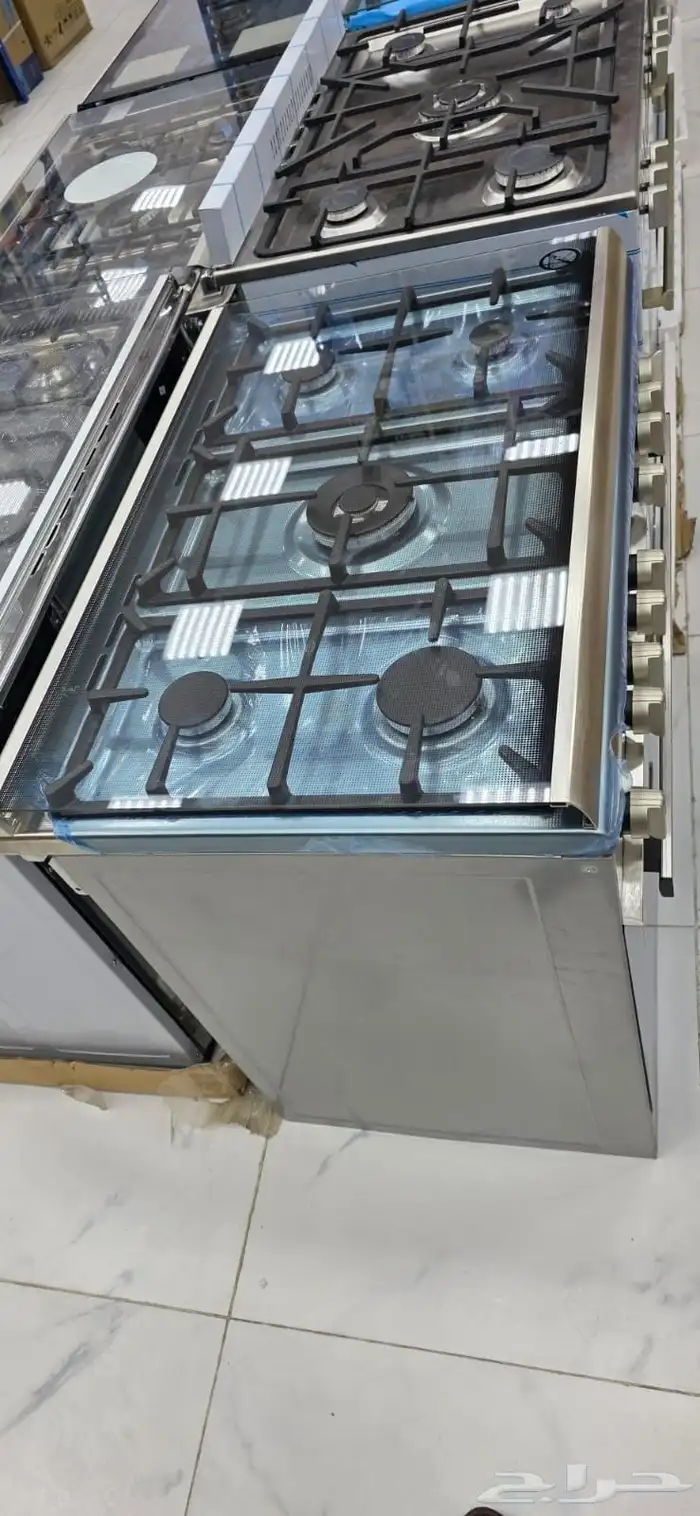 فرن غاز البا  5 شعلة  90  60 سم  106 لتر  ايطالي - فضي جديد 1