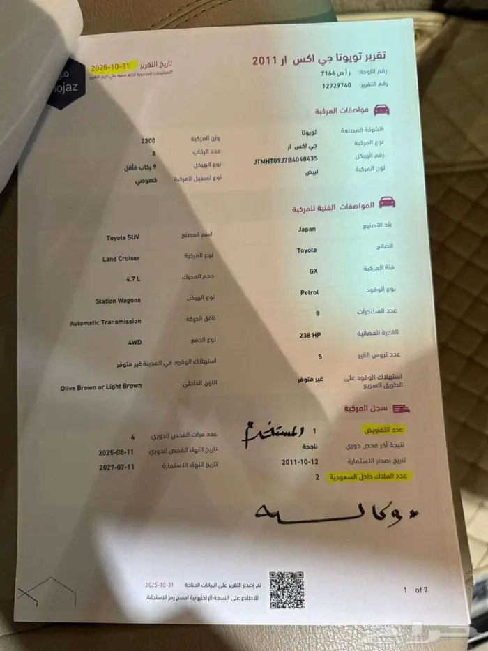 للبيع لاندكروزر GXR-3 2011 فل ابشن سعودي فئة 60 عام 94