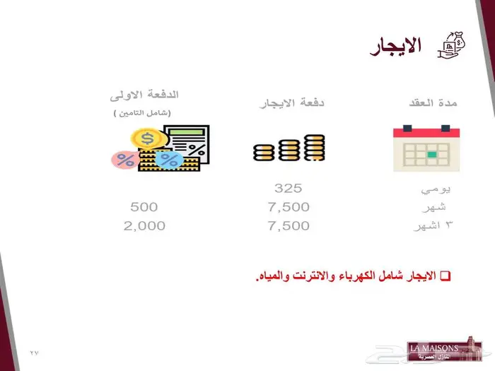 للإيجار شقة مؤثثة سكنية بمركز مليباري ريز دنس 25