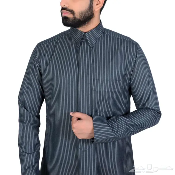 ثوب سعودي شتوي مقلم رجالي 14