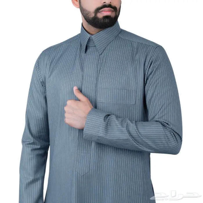 ثوب سعودي شتوي مقلم رجالي 4