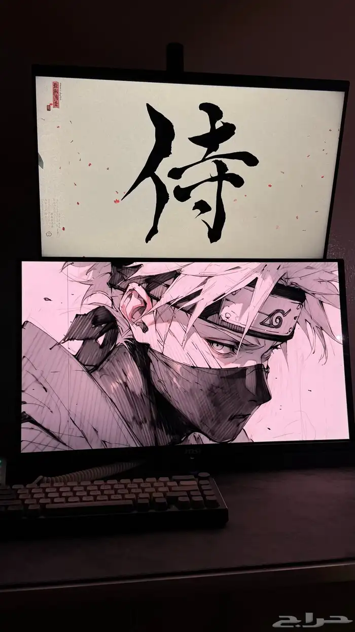 شاشة LG 24 بوصه مع ستاند لشاشتين فوق بعض 3