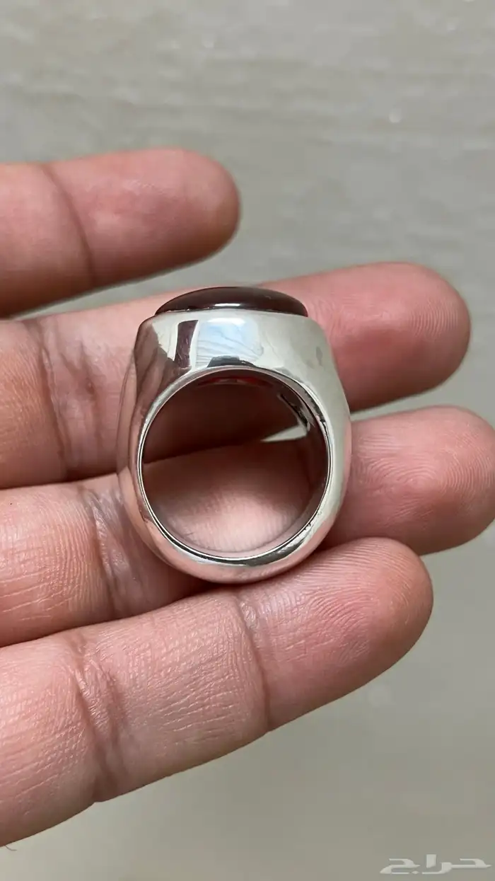 خاتم عقيق كبدي فضه طن 2