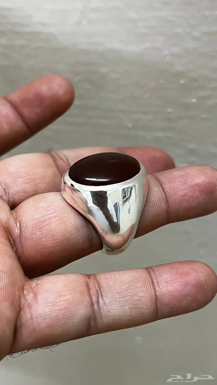 خاتم عقيق كبدي فضه طن 1