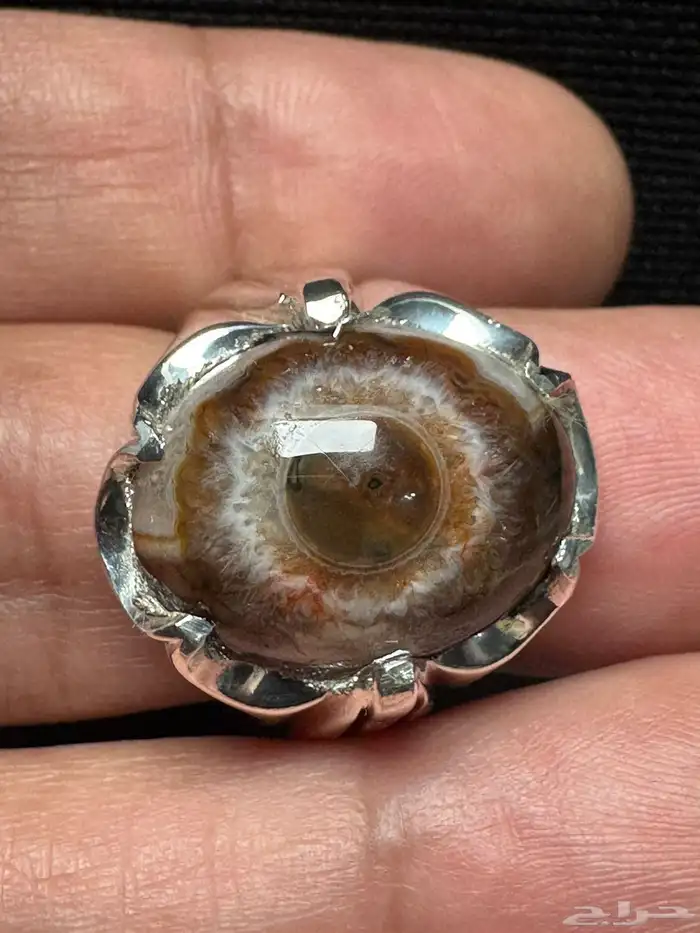 خاتم عقيق سليماني هندي طبيعي عين ورمش من العيار الثقيل 1