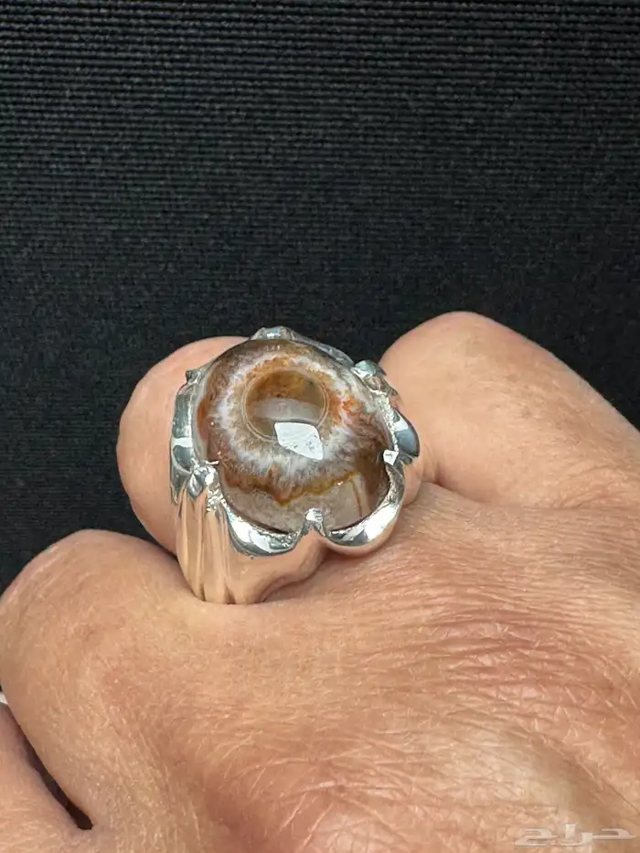 خاتم عقيق سليماني هندي طبيعي عين ورمش من العيار الثقيل 14