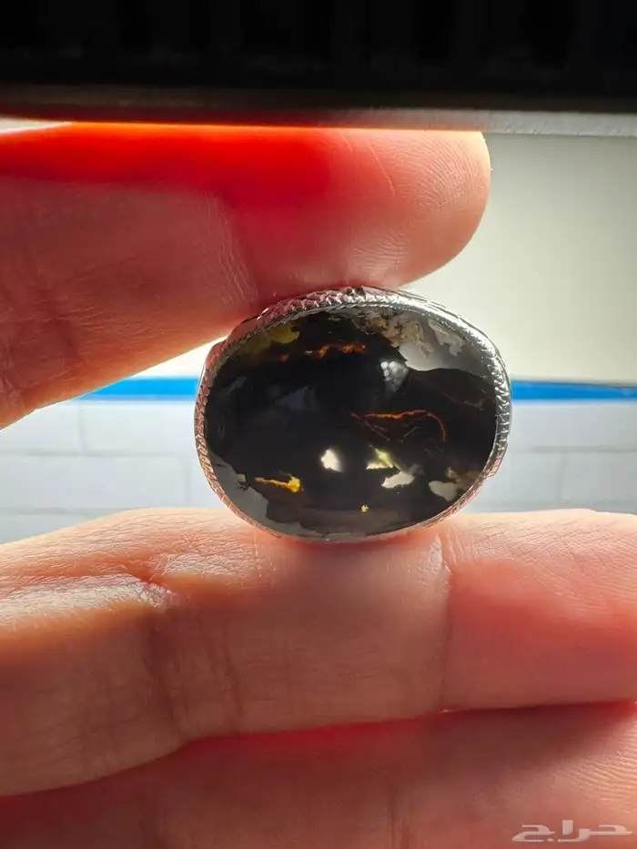 خاتم عقيق يماني مصور صريح صياغة يدوي 6