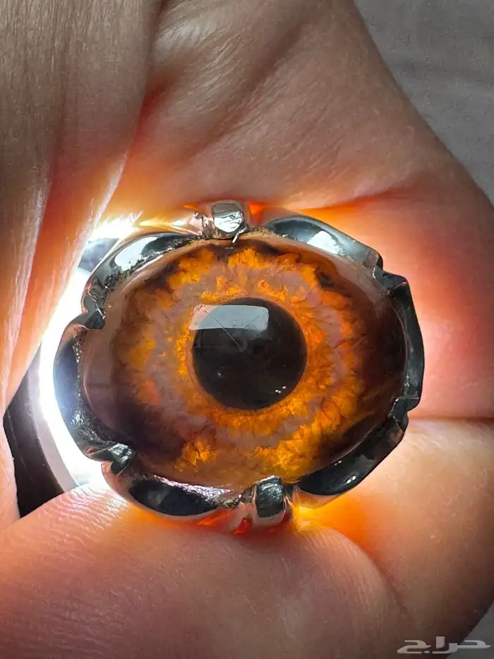 خاتم عقيق سليماني هندي طبيعي عين ورمش من العيار الثقيل 0