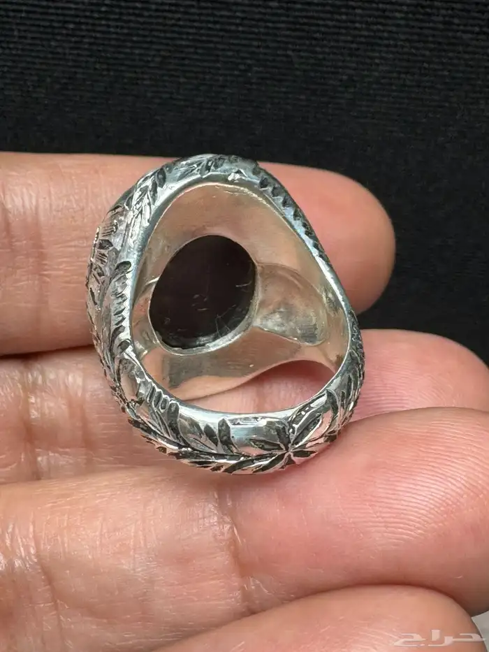 خاتم عقيق يماني مصور صريح صياغة يدوي 24