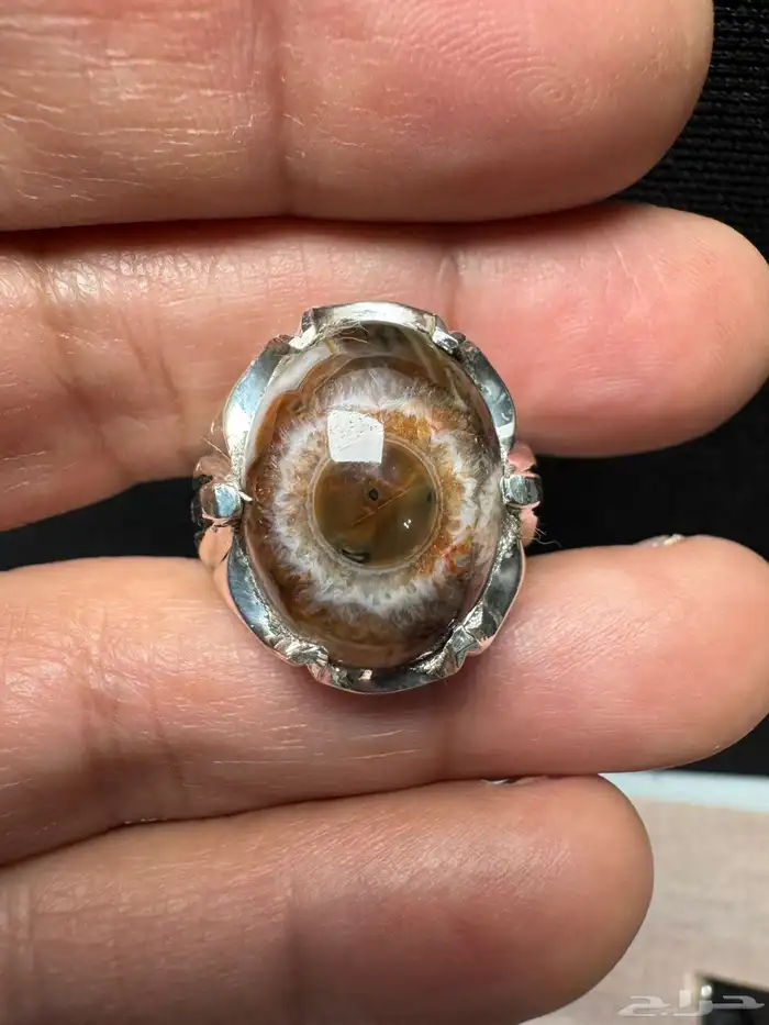 خاتم عقيق سليماني هندي طبيعي عين ورمش من العيار الثقيل 22