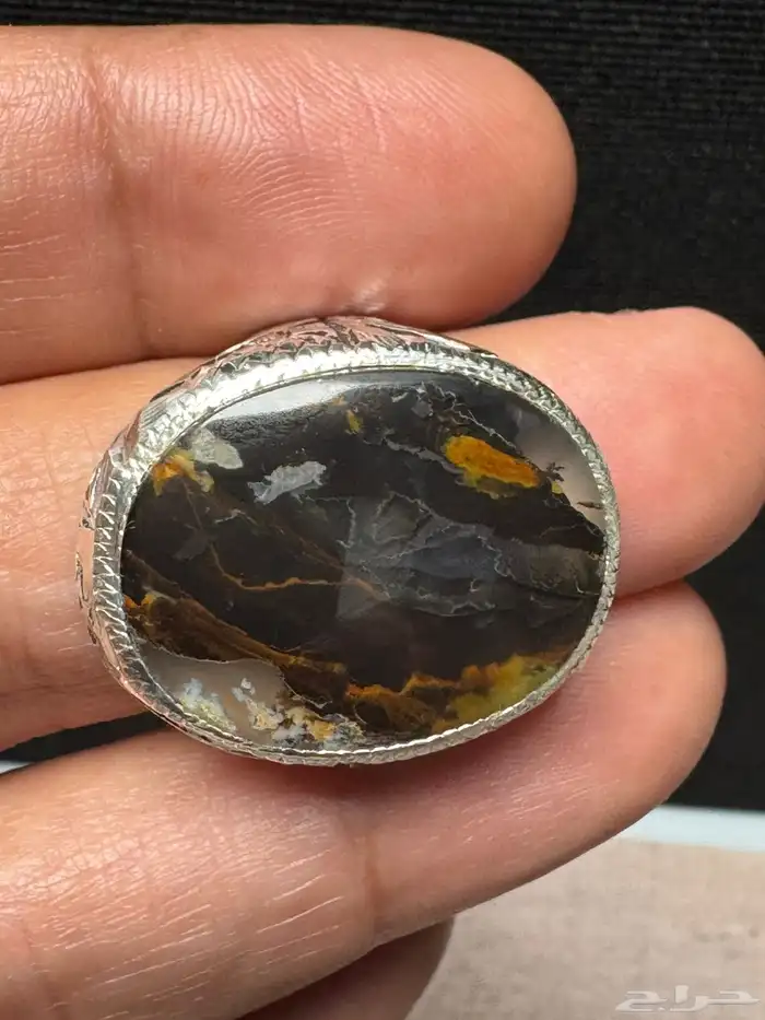 خاتم عقيق يماني مصور صريح صياغة يدوي 17