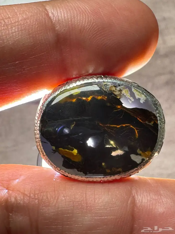 خاتم عقيق يماني مصور صريح صياغة يدوي 20