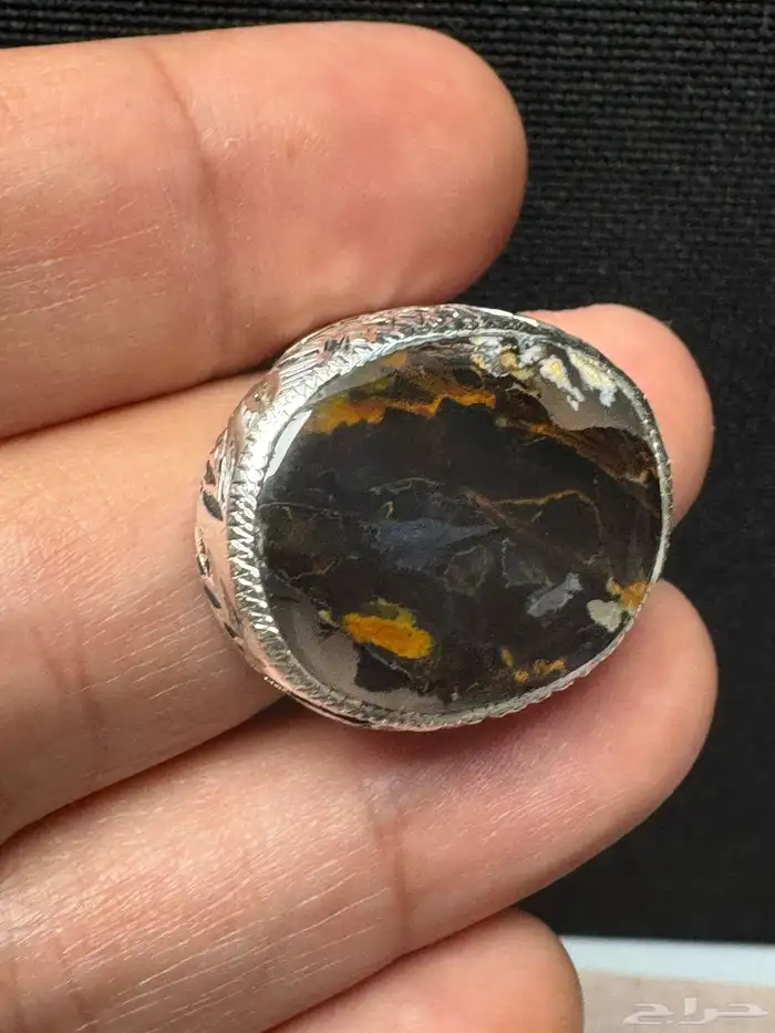 خاتم عقيق يماني مصور صريح صياغة يدوي 16