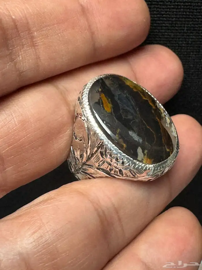 خاتم عقيق يماني مصور صريح صياغة يدوي 27