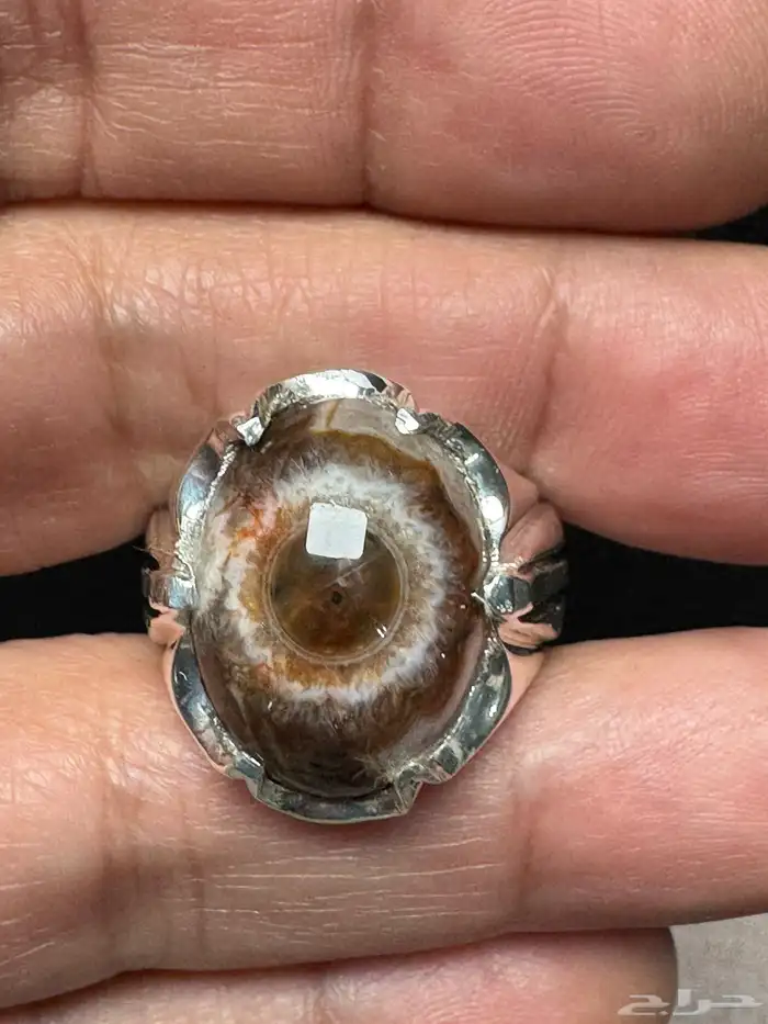 خاتم عقيق سليماني هندي طبيعي عين ورمش من العيار الثقيل 6