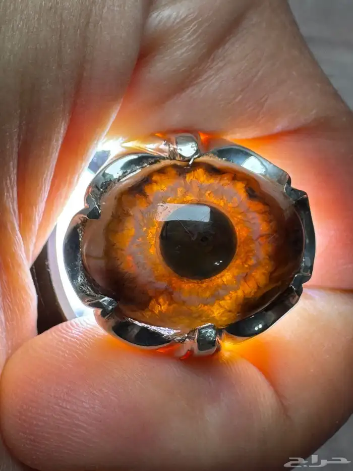 خاتم عقيق سليماني هندي طبيعي عين ورمش من العيار الثقيل 2