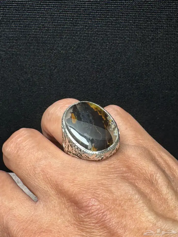 خاتم عقيق يماني مصور صريح صياغة يدوي 8