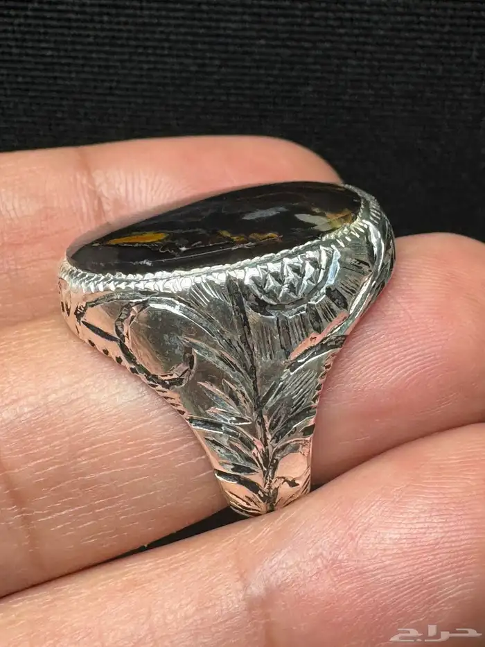 خاتم عقيق يماني مصور صريح صياغة يدوي 22