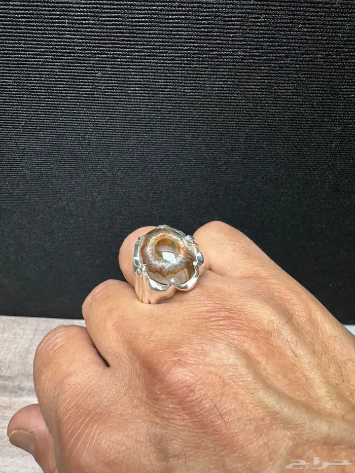 خاتم عقيق سليماني هندي طبيعي عين ورمش من العيار الثقيل 24