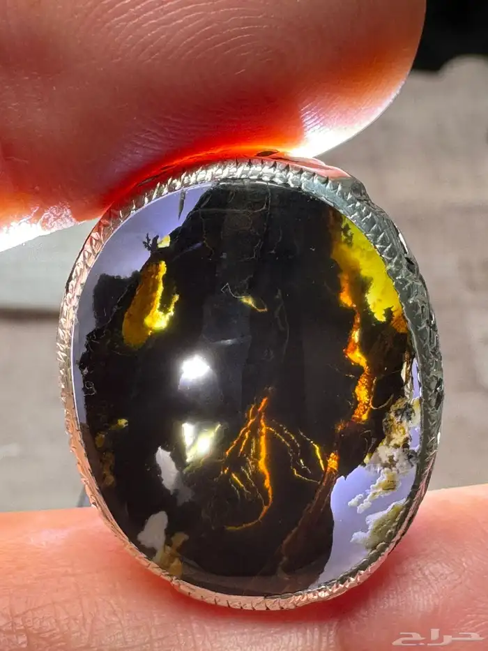 خاتم عقيق يماني مصور صريح صياغة يدوي 19