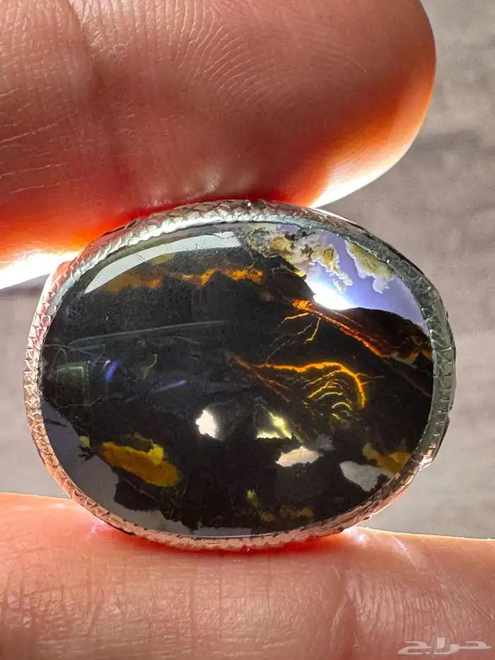 خاتم عقيق يماني مصور صريح صياغة يدوي 0