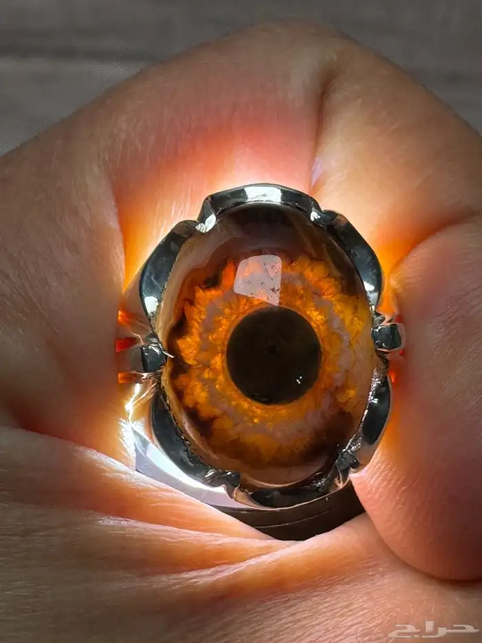خاتم عقيق سليماني هندي طبيعي عين ورمش من العيار الثقيل 4