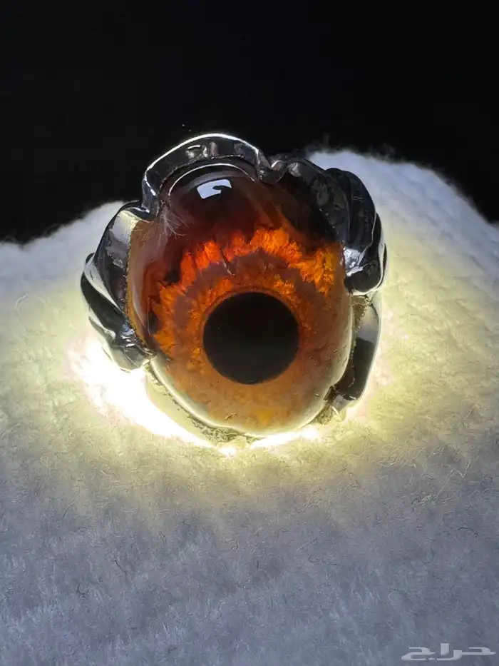 خاتم عقيق سليماني هندي طبيعي عين ورمش من العيار الثقيل 16