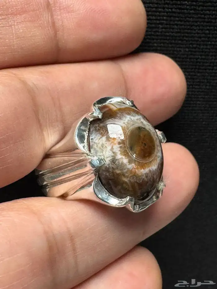 خاتم عقيق سليماني هندي طبيعي عين ورمش من العيار الثقيل 11
