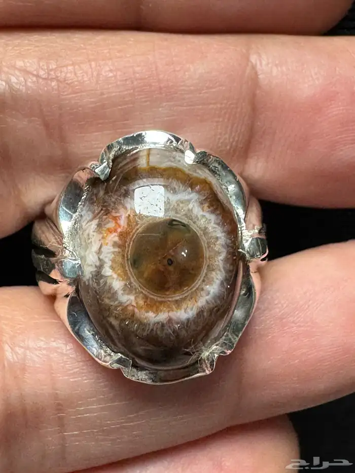 خاتم عقيق سليماني هندي طبيعي عين ورمش من العيار الثقيل 5