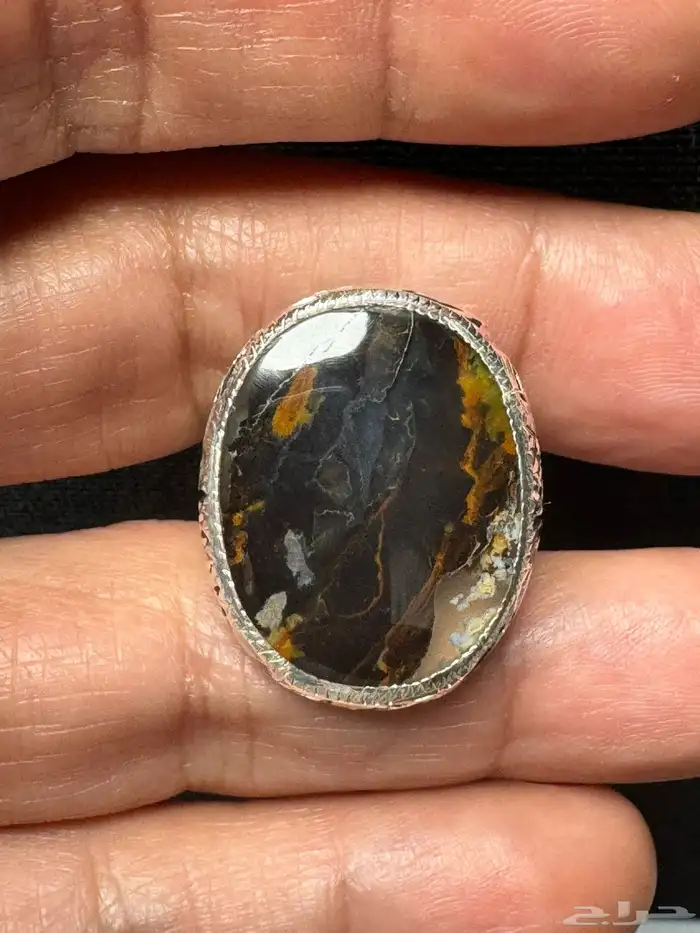 خاتم عقيق يماني مصور صريح صياغة يدوي 12