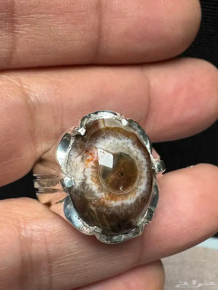 خاتم عقيق سليماني هندي طبيعي عين ورمش من العيار الثقيل 20