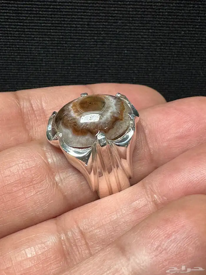 خاتم عقيق سليماني هندي طبيعي عين ورمش من العيار الثقيل 25