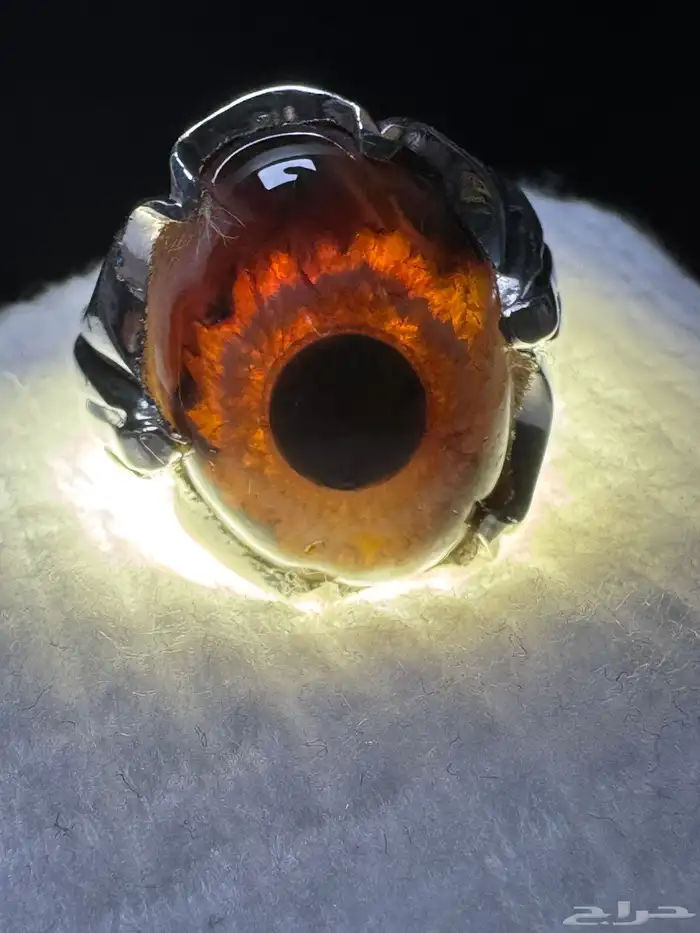 خاتم عقيق سليماني هندي طبيعي عين ورمش من العيار الثقيل 7