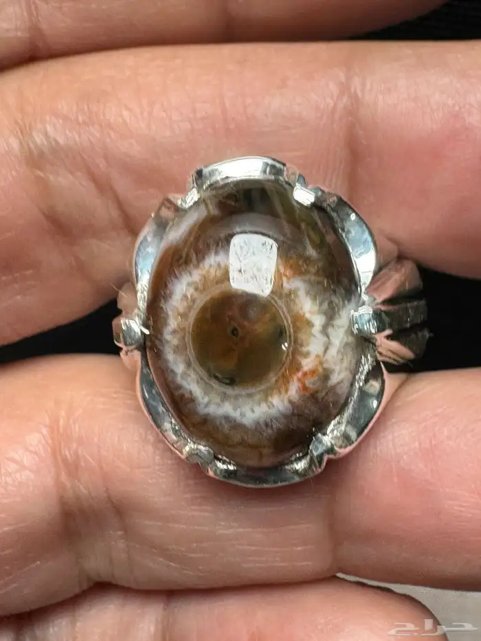 خاتم عقيق سليماني هندي طبيعي عين ورمش من العيار الثقيل 19