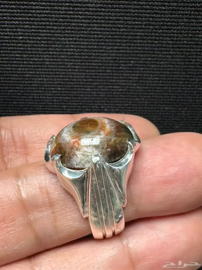 خاتم عقيق سليماني هندي طبيعي عين ورمش من العيار الثقيل 12