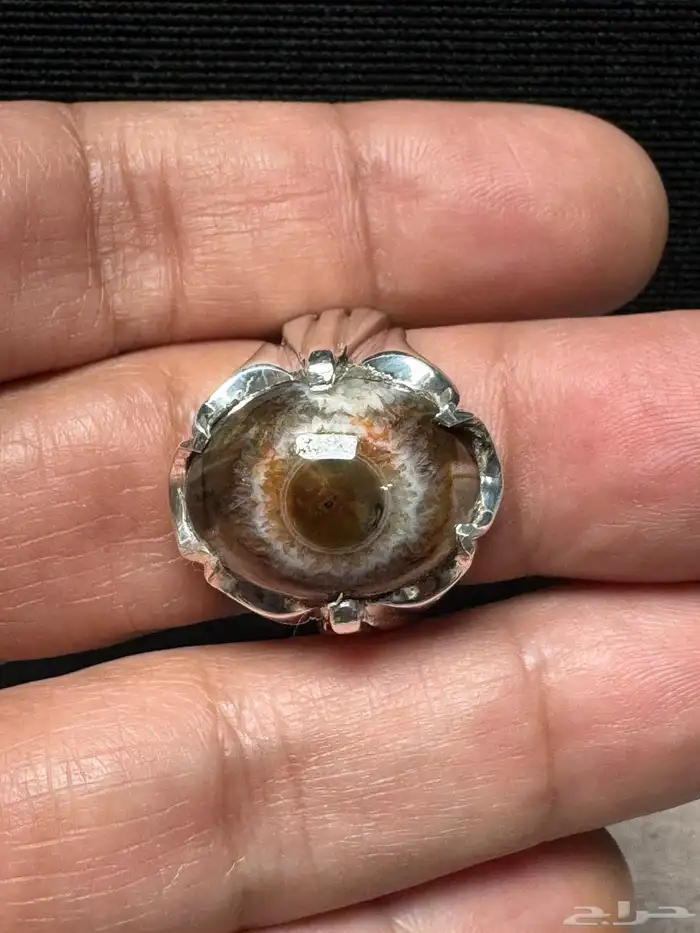 خاتم عقيق سليماني هندي طبيعي عين ورمش من العيار الثقيل 10