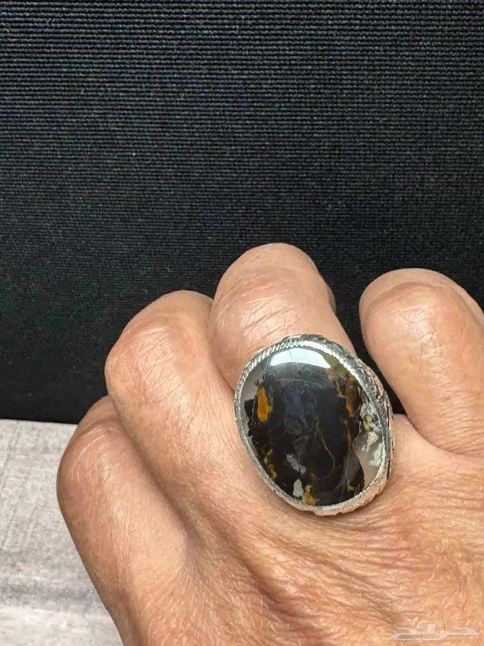 خاتم عقيق يماني مصور صريح صياغة يدوي 25