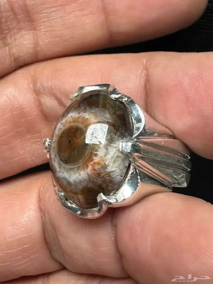 خاتم عقيق سليماني هندي طبيعي عين ورمش من العيار الثقيل 13