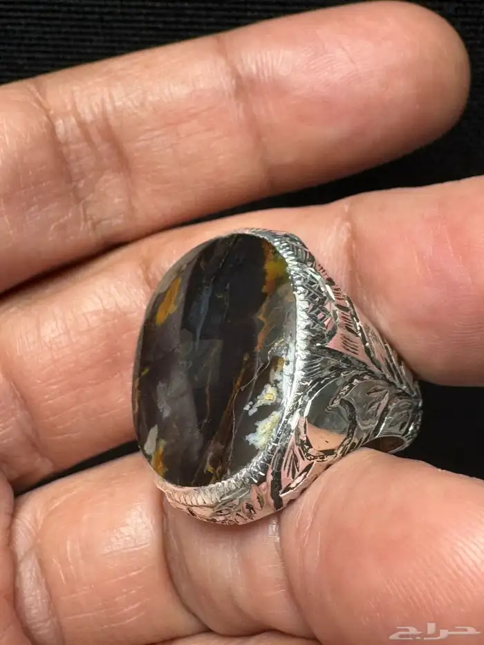 خاتم عقيق يماني مصور صريح صياغة يدوي 4