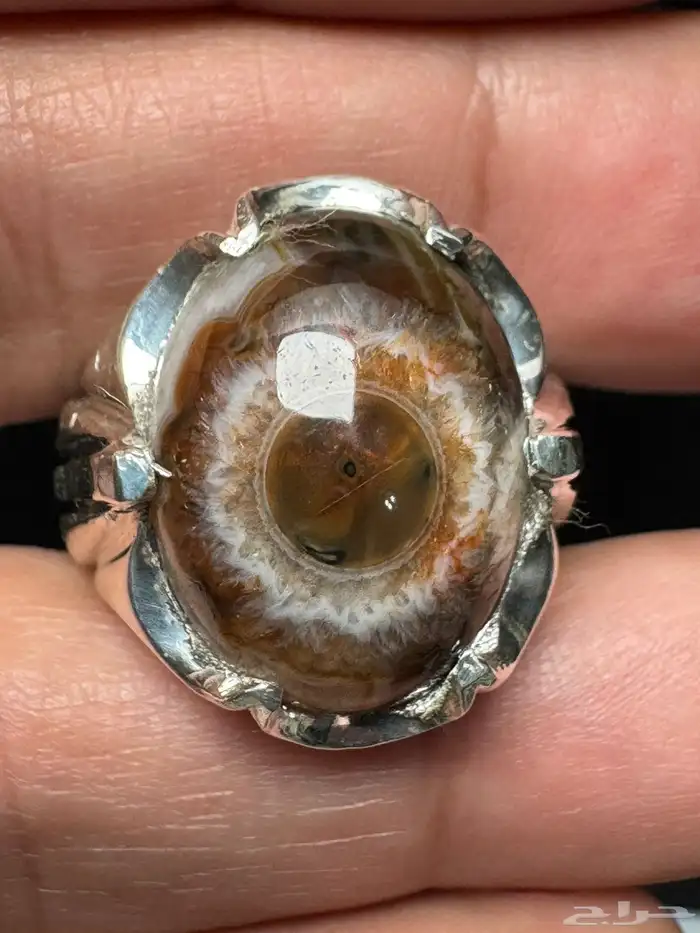 خاتم عقيق سليماني هندي طبيعي عين ورمش من العيار الثقيل 3