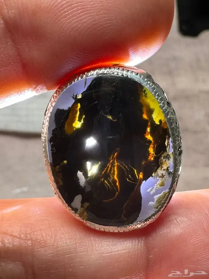 خاتم عقيق يماني مصور صريح صياغة يدوي 2