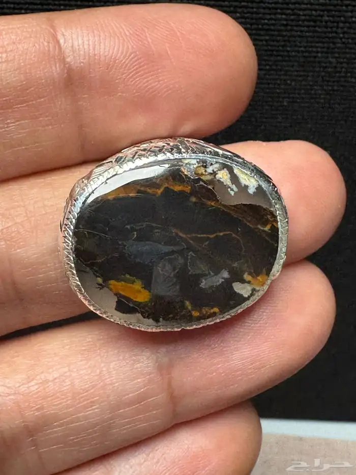 خاتم عقيق يماني مصور صريح صياغة يدوي 14