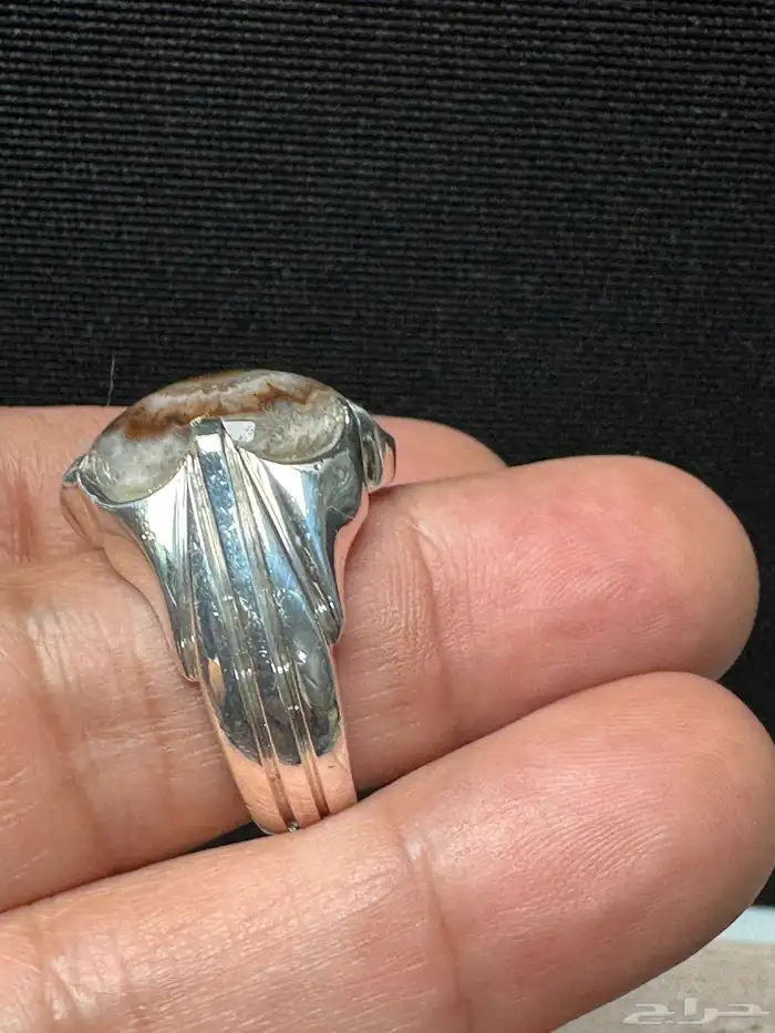 خاتم عقيق سليماني هندي طبيعي عين ورمش من العيار الثقيل 9