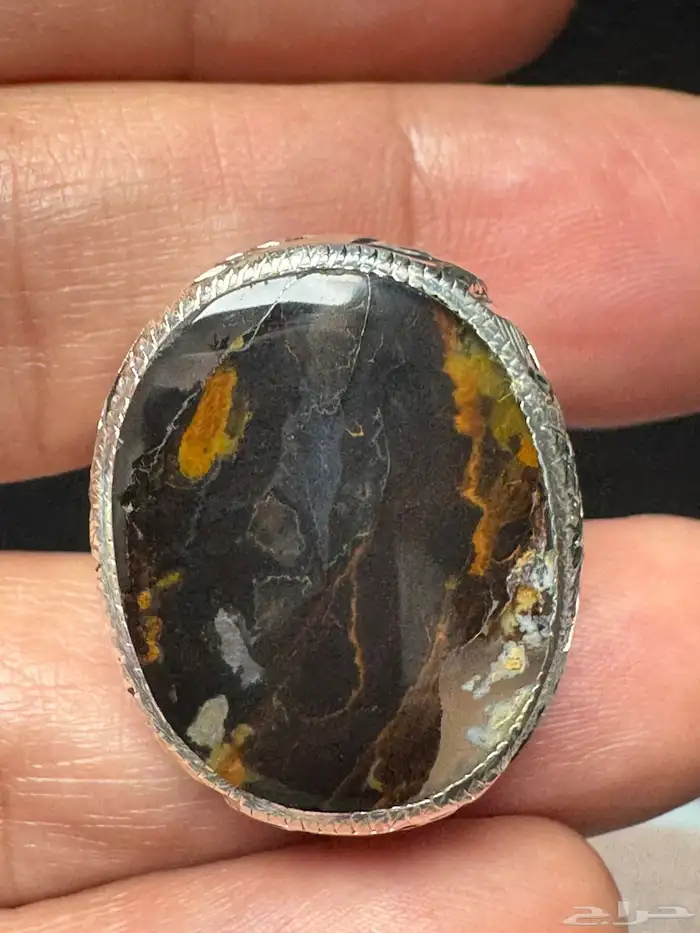 خاتم عقيق يماني مصور صريح صياغة يدوي 28