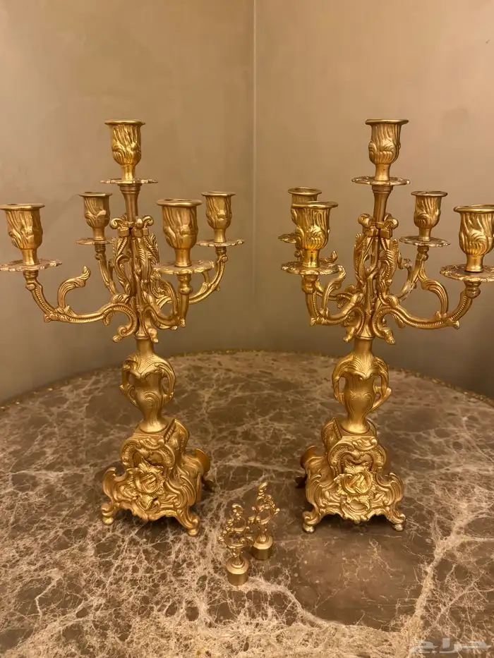 أنتيك إيطالي شمعدان وساعة 0