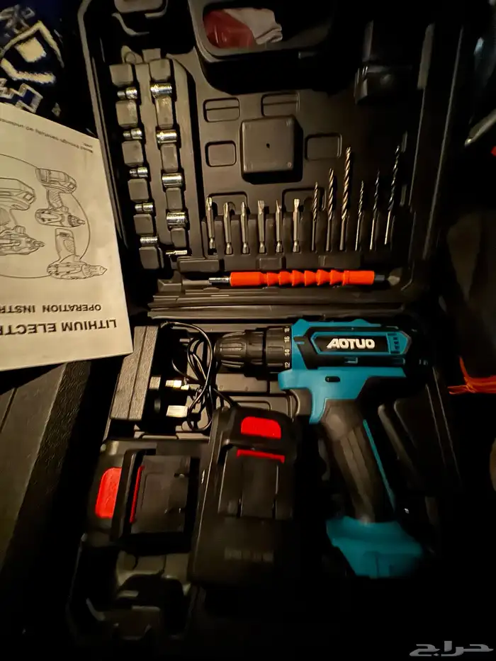 دريل كهربائي مع بطاريتين جديد السعر 95 0