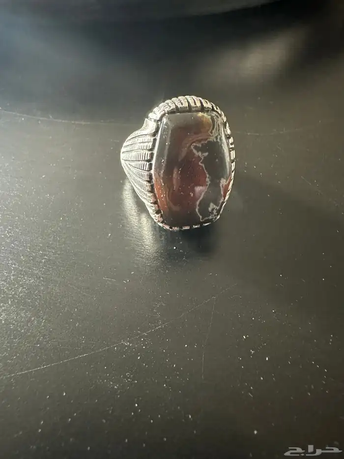 خاتم عقيق فضة ثقيلة 0