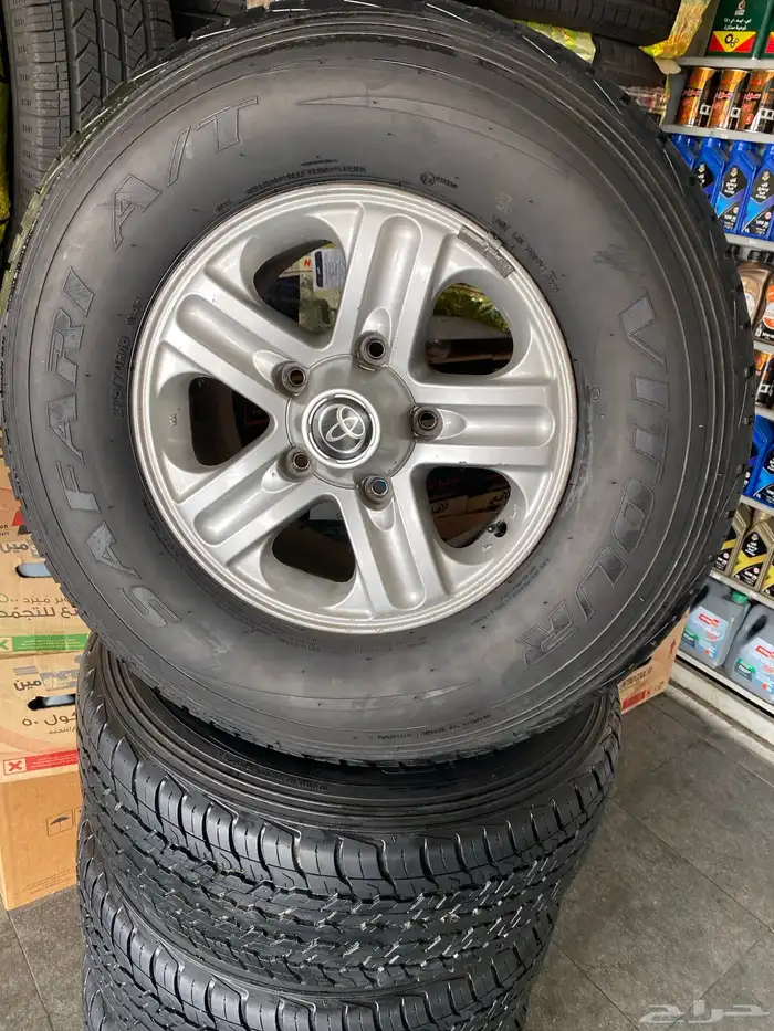 كفرات مقاس 275 70 16 منزل مع الجنوط جيب لند كلوزر 4