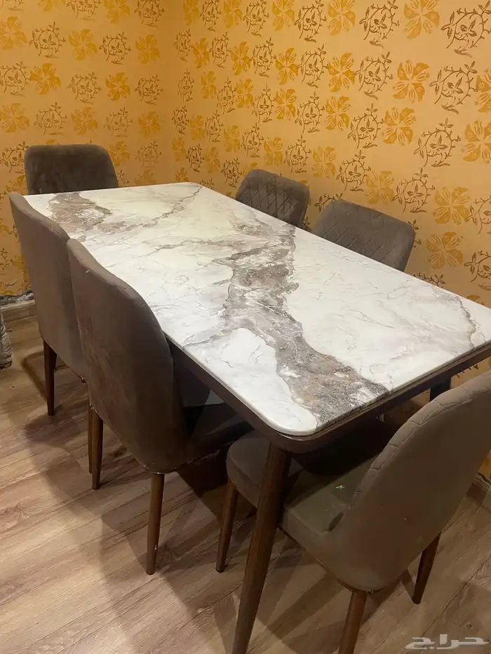 طاوله طعام رخام 6 كراسي 0