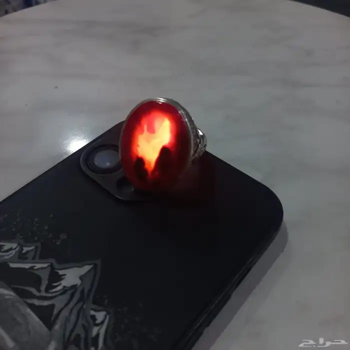 خاتم فضه ثقيله صيغت عارف عقيق كبدي يماني 0